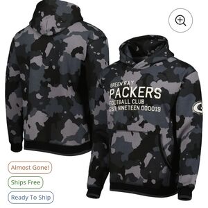 Nike Black and Gray Camo Packers Hoodie